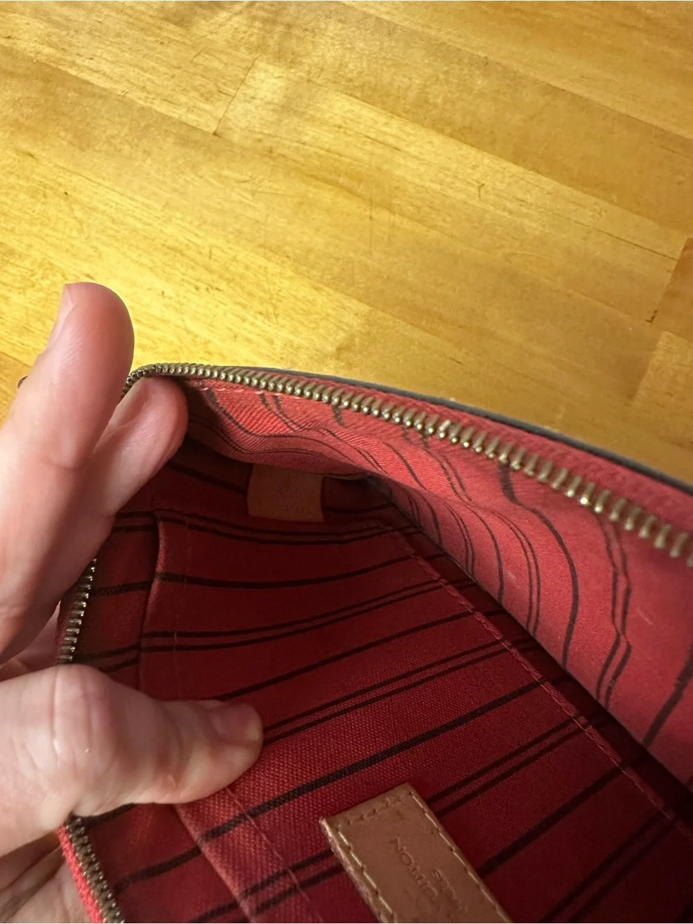 Louis Vuitton Monogram Canvas Pouch with Red Trim